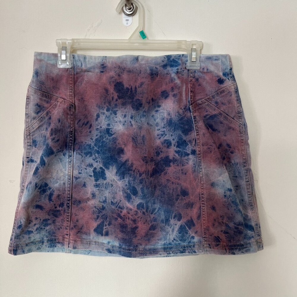 Blue and pink tie dye mini skirt